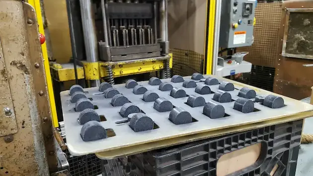 Compression molding press manufacturing thermoset components