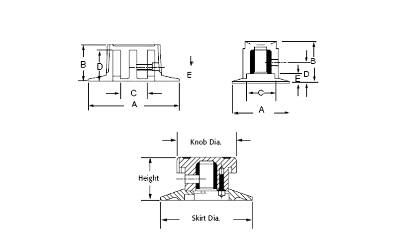skirted control knob drawing